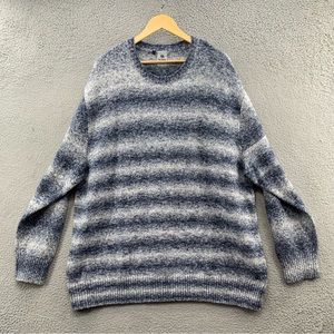 VRST Sweater Men's 2XL Relaxed Fit Cozy Charcoal Gray Stripe Knit Cotton Blend